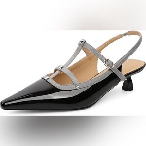 Elegant Black and Gray Women's Slingback Heels